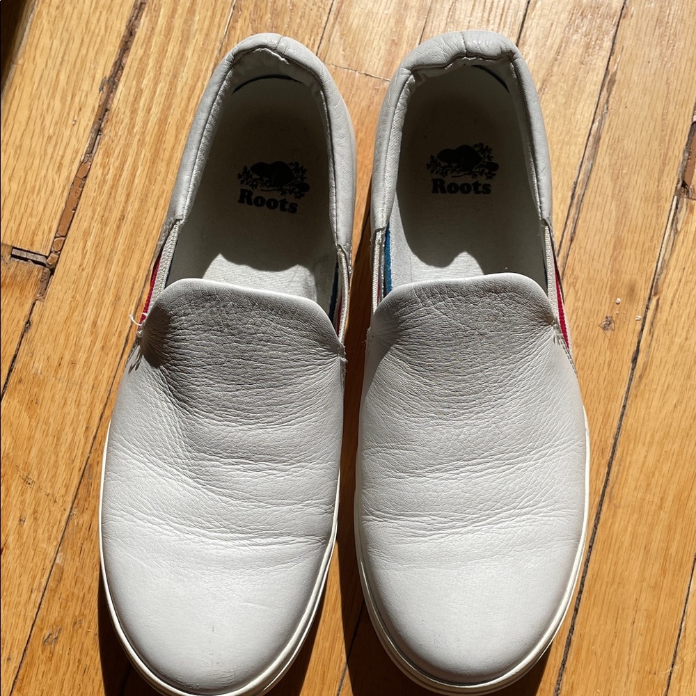 Roots White leather and Red Slip-On Shoes